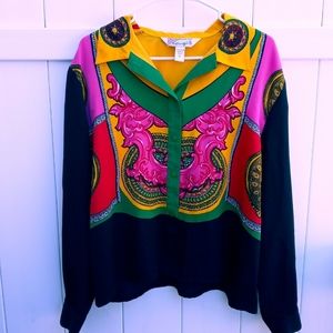 Vintage Colorful Button Down Blouse